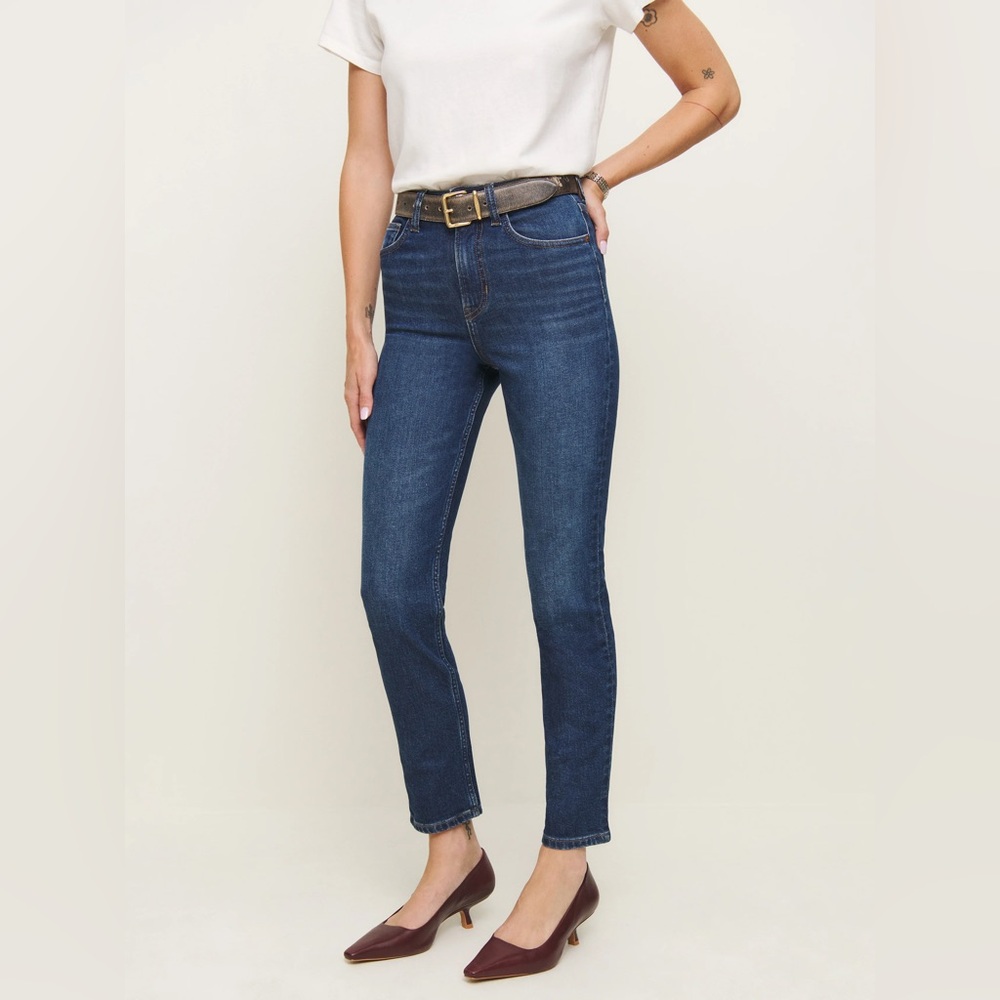 Reformation Ezra Super Stretch High Rise Straight Jeans Blue - Size 29